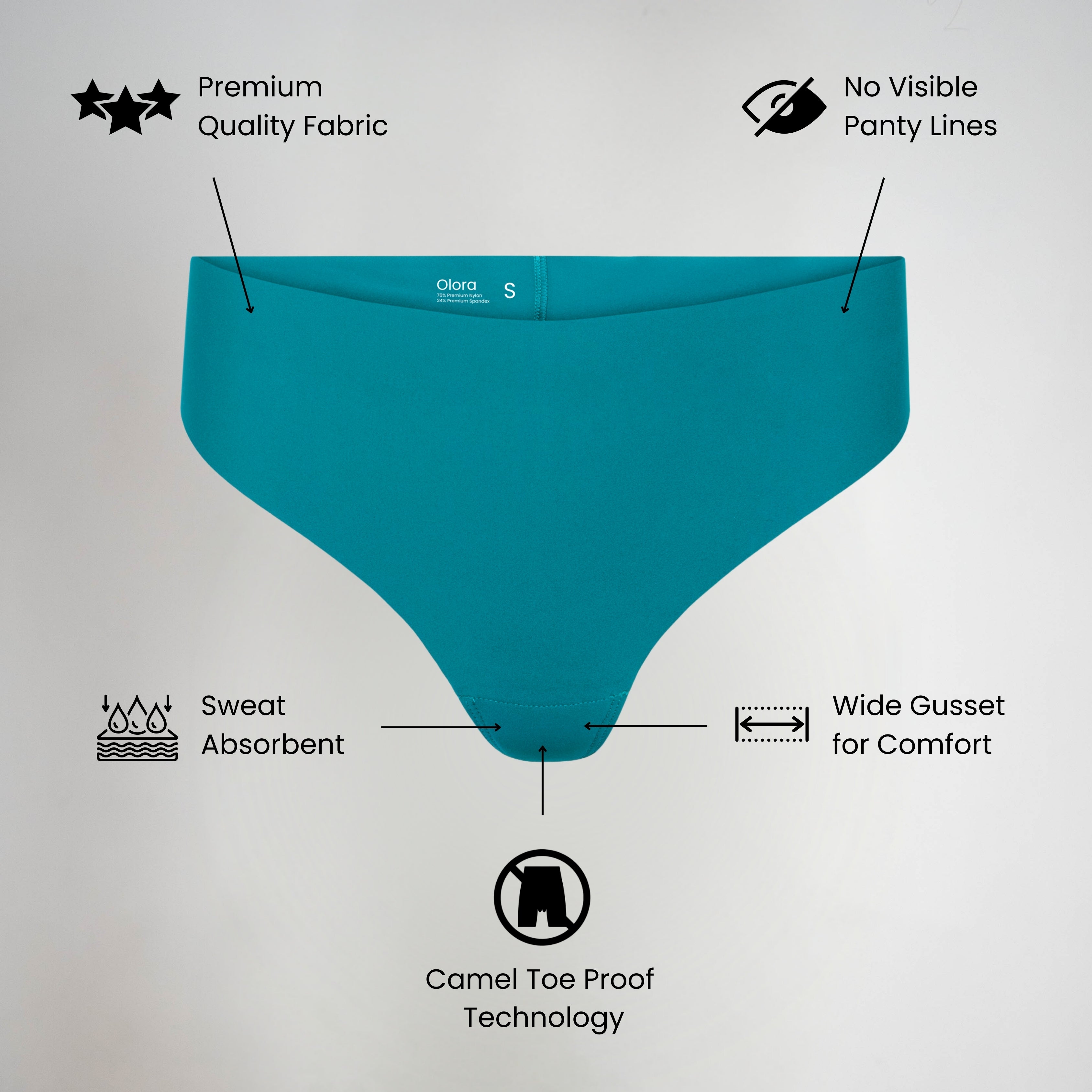 Tanga invisible con punta de camello de tiro alto Olora
