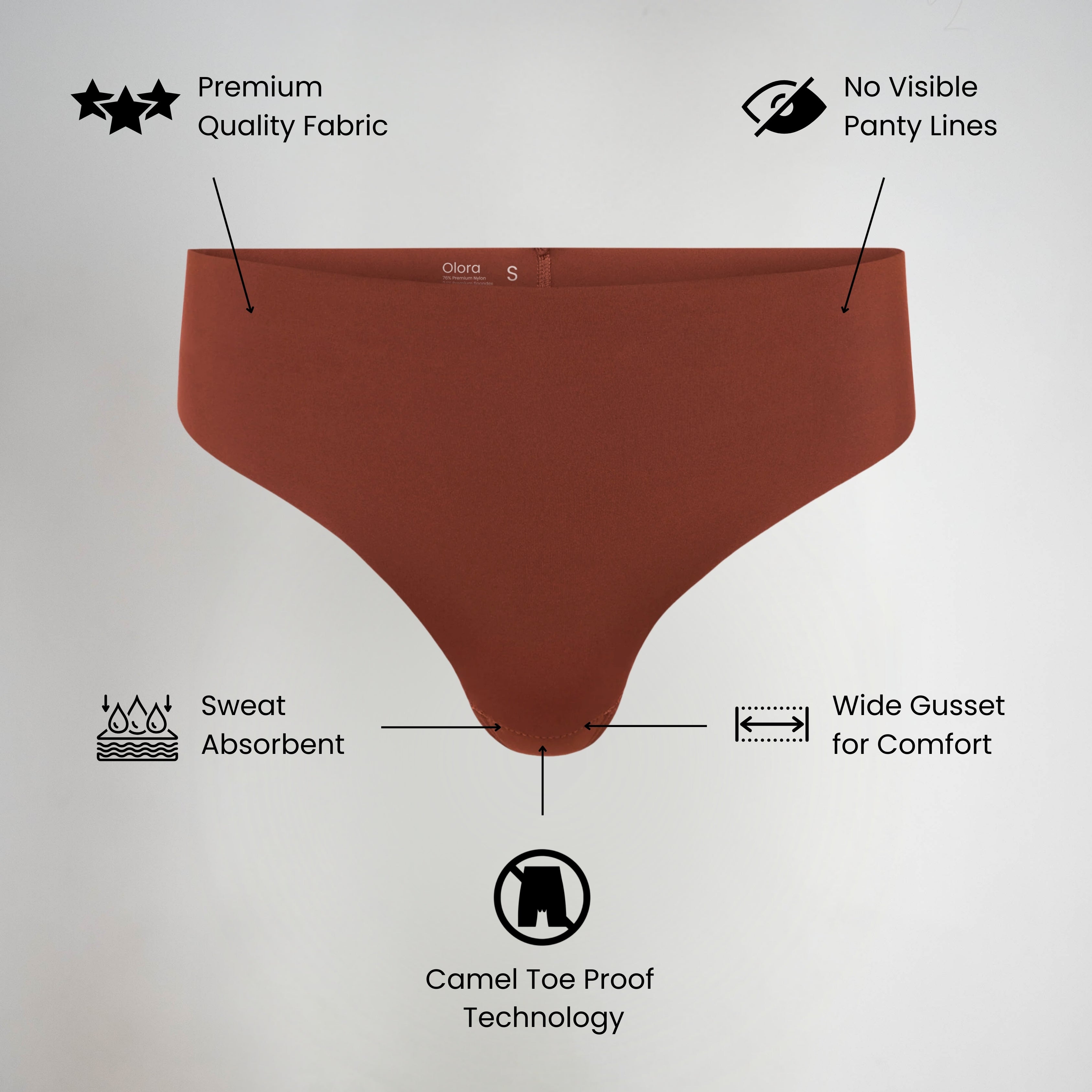 Tanga invisible con punta de camello de tiro alto Olora