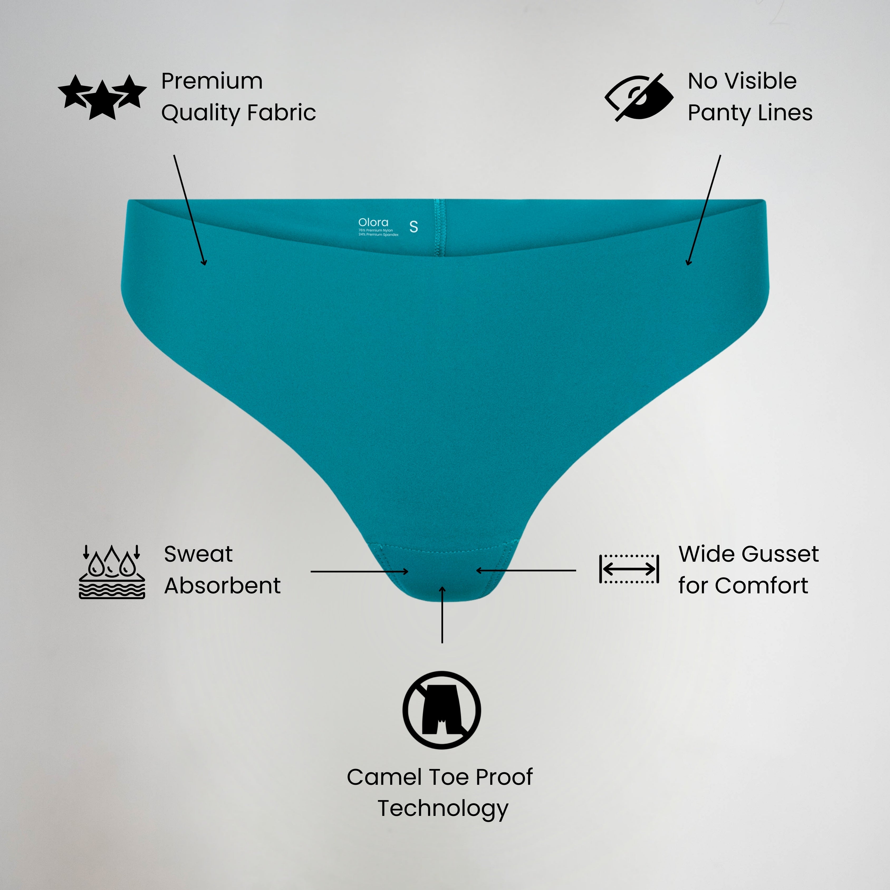 Tanga invisible con punta de camello de Olora, tiro medio