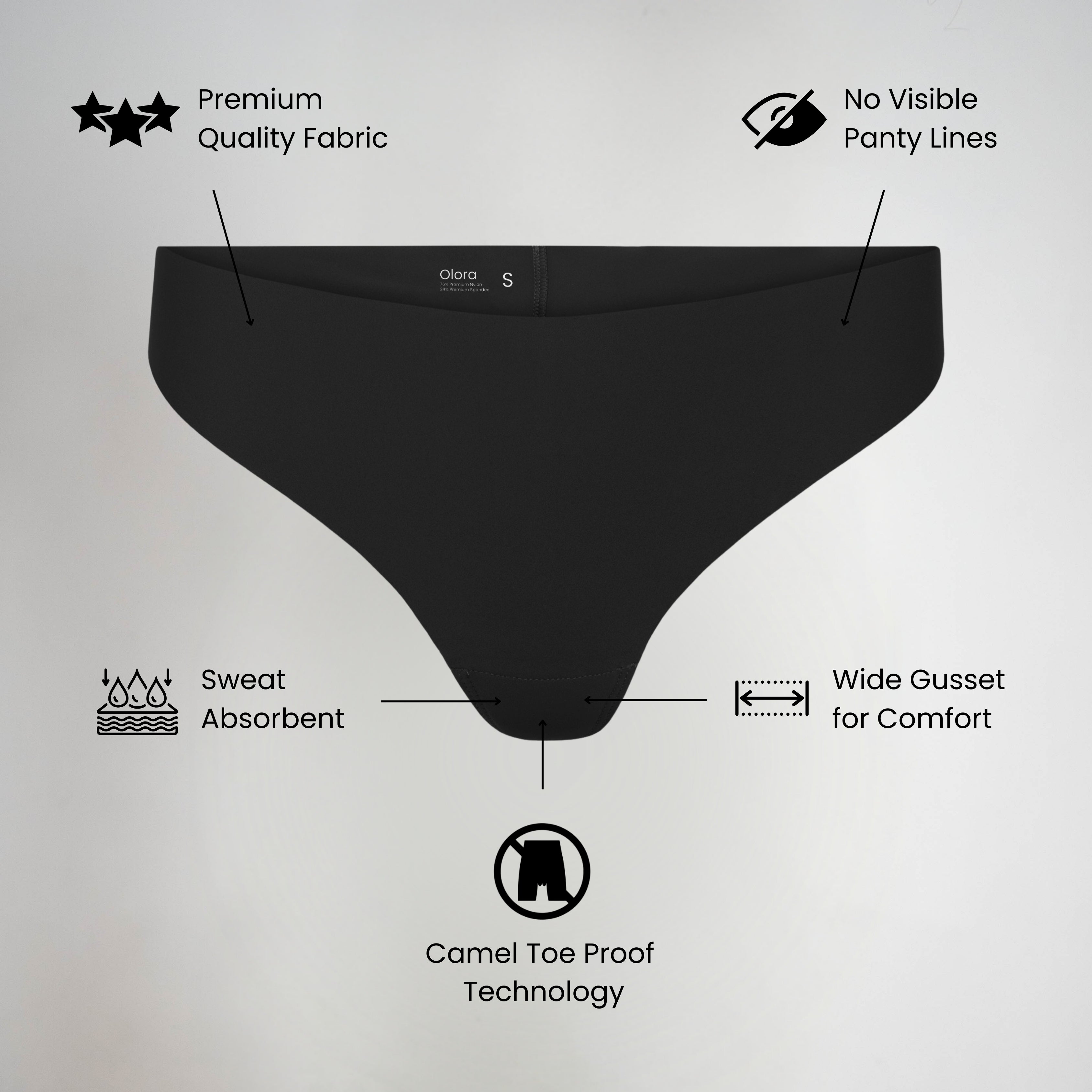 Tanga invisible con punta de camello de Olora, tiro medio