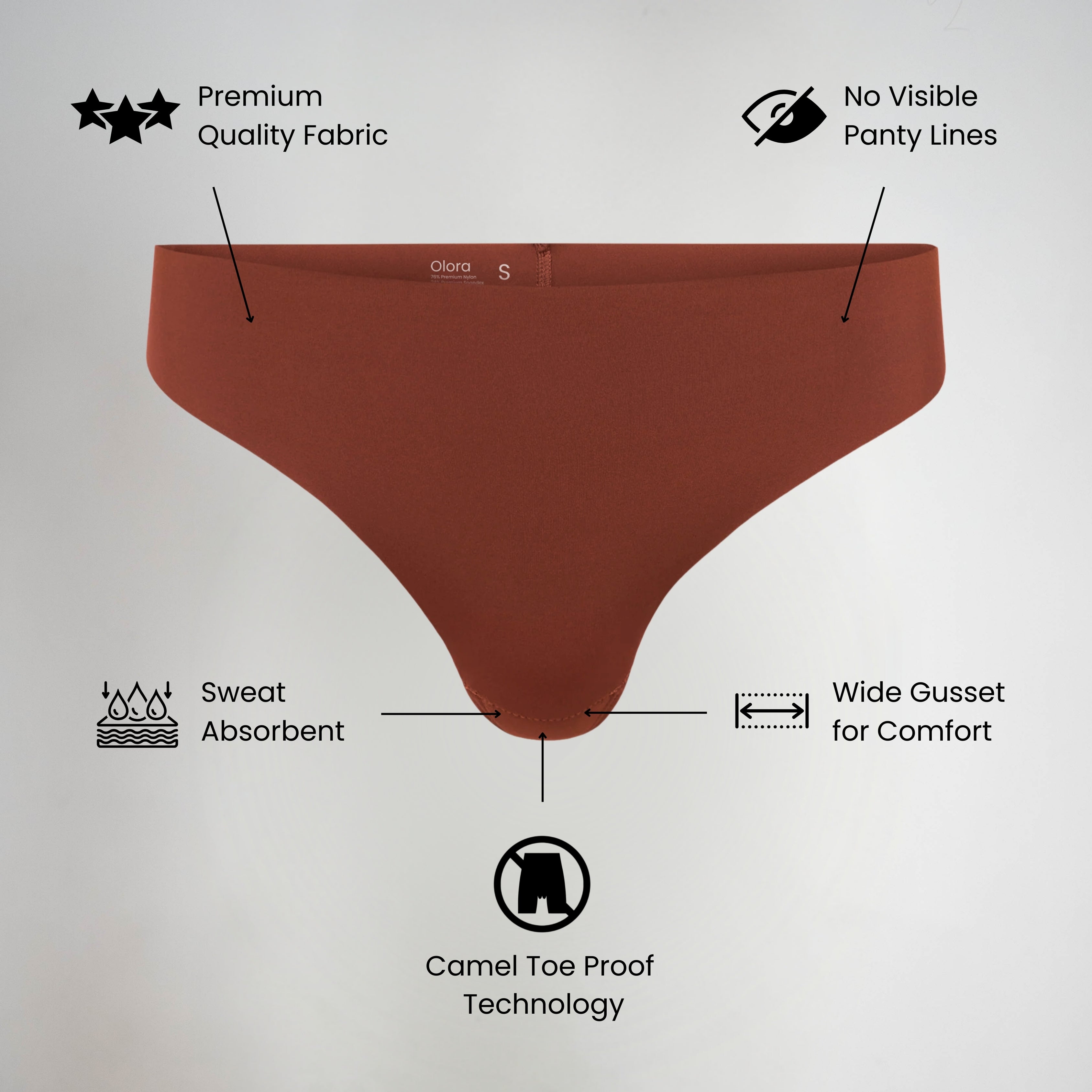 Tanga invisible con punta de camello de Olora, tiro medio